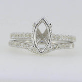 2 PC Set Sterling Silver Semi Mount Ring Setting Marquise MQ 12X6mm Topaz - Syzjewelry
